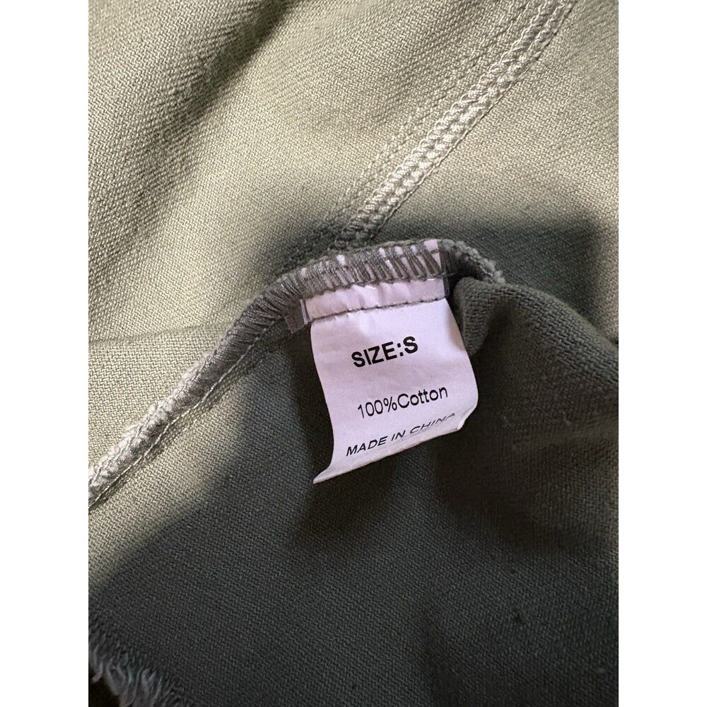 Womens Snap Button Front Shirt Shirt Jacket Size Small Olive Green Destroyed - Picture 9 of 10